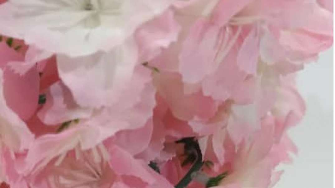 گل آویز مصنوعی صورتی | ریسه مصنوعی گلدار سفید رنگ