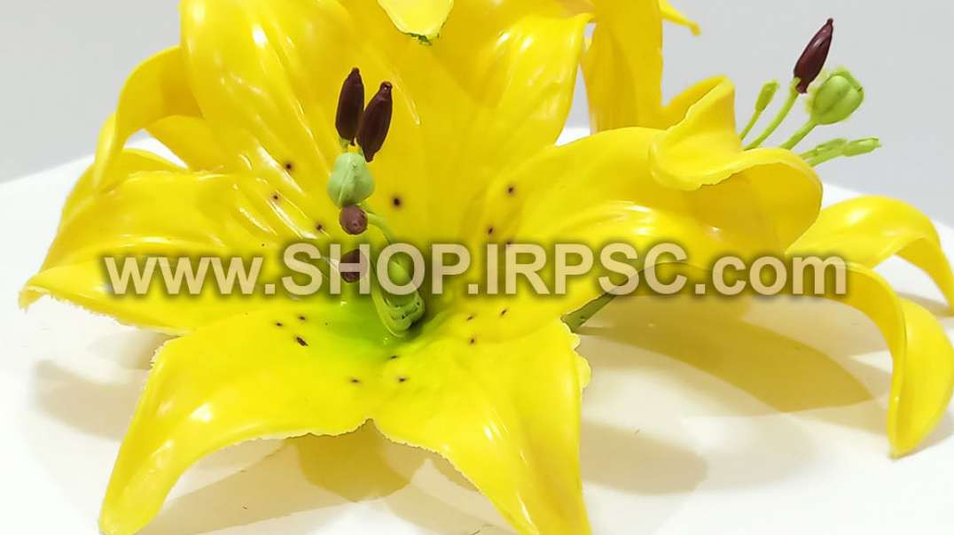 ⁣سرگل مصنوعی اورینتال زرد چرمی | گل اورینتال | گل مصنوعی زرد چرمی فروش عمده