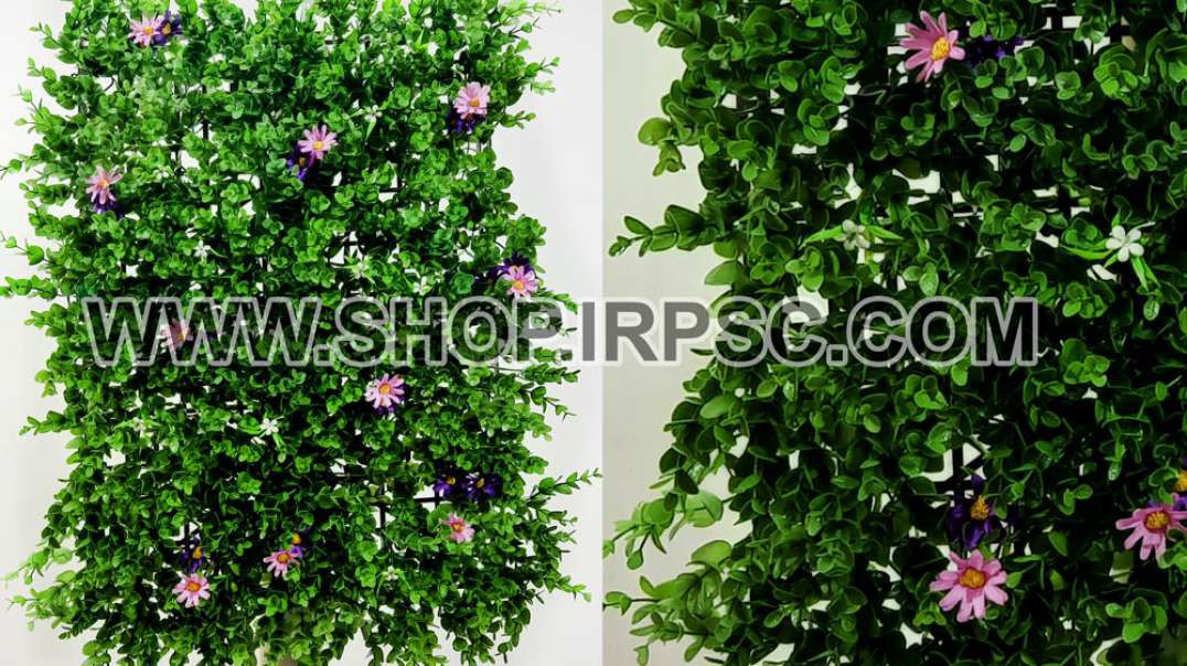 ⁣پنل دیوار سبز مصنوعی گلدار | پنل برای دیوار مصنوعی