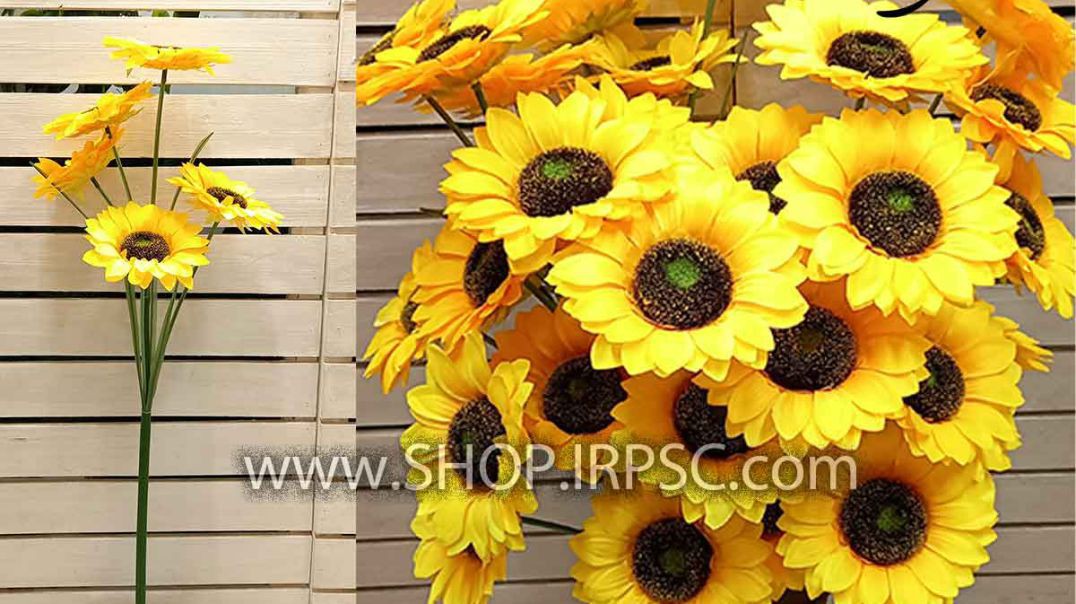 ⁣شاخه  گل مصنوعی آفتابگردان 5 گل پخش از فروشگاه ملی