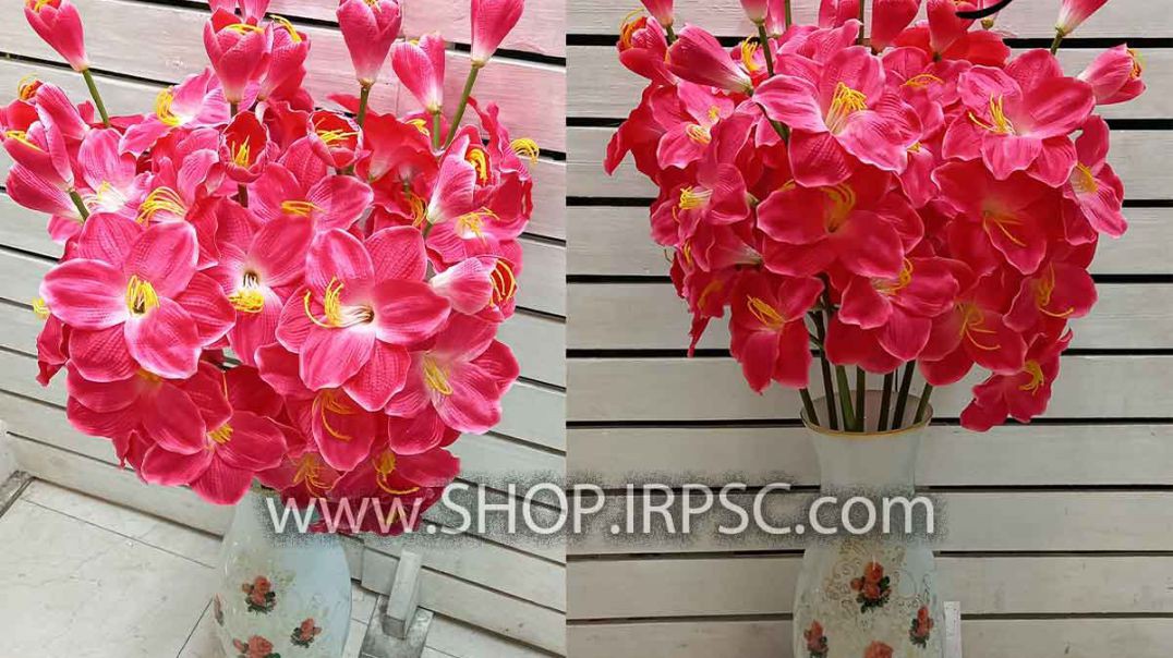 ⁣شاخه گل مصنوعی آمالیس صورتی پر رنگ پخش از فروشگاه ملی