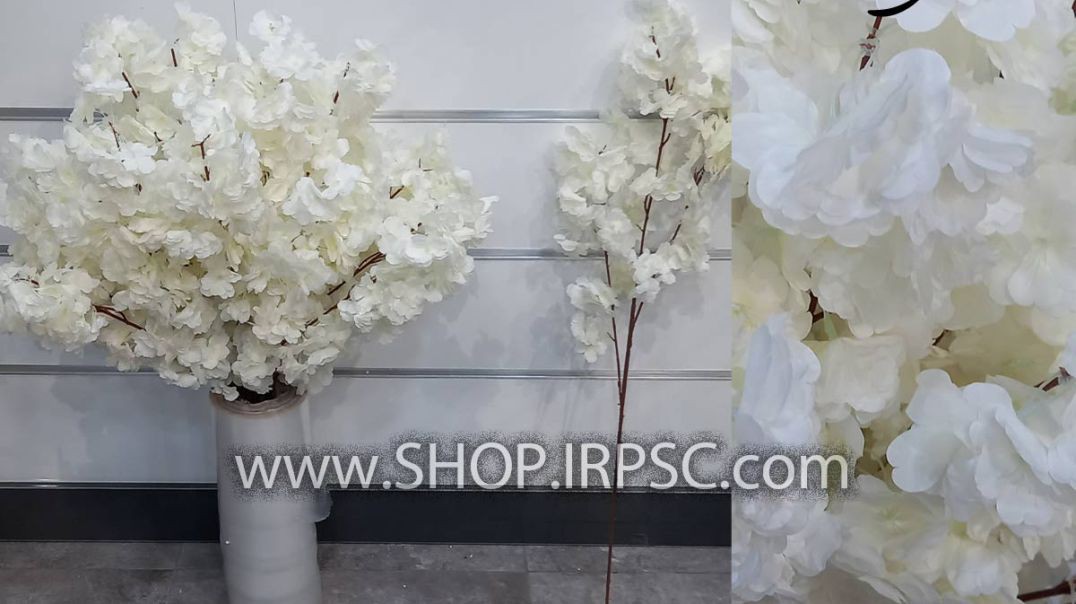 ⁣شاخه شکوفه مصنوعی هلو رنگ سفید پخش از فروشگاه ملی فروش به صورت جینی