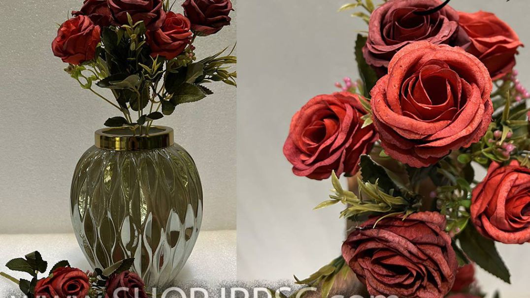 ⁣بوته گل رز مصنوعی 7 گل کیفیت درجه یک پخش از فروشگاه ملی کد RA010