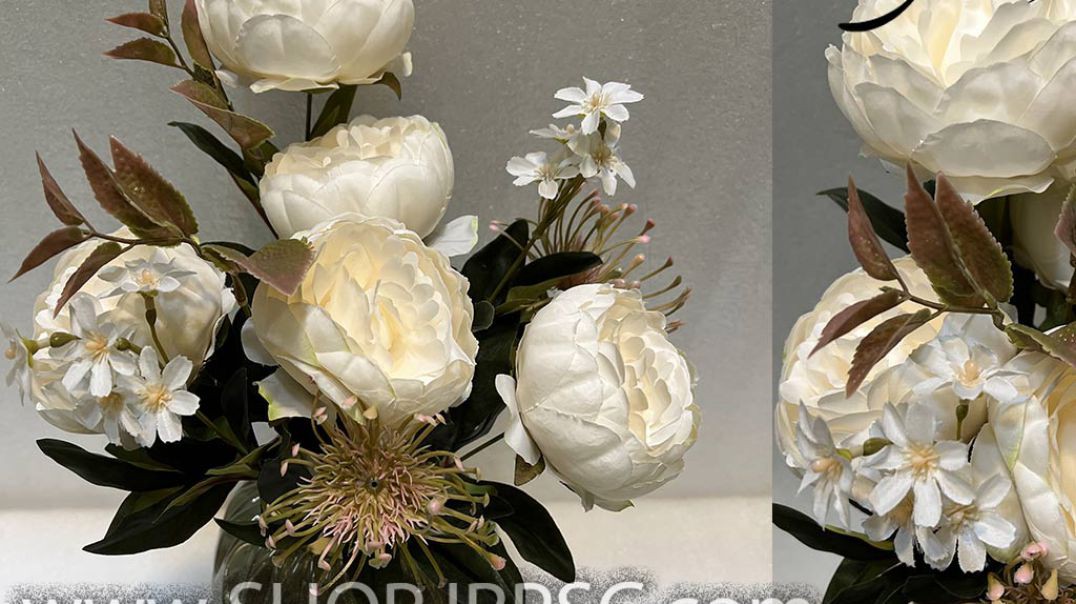 ⁣بوته گل تزیینی پیونی 5گل 11 شاخه پخش از فروشگاه ملی کدBAO011