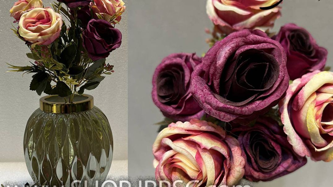 ⁣بوته گل مصنوعی رز 7 گل کیفیت درجه یک جنس گل ها پارچه ای پخش از فروشگاه ملی