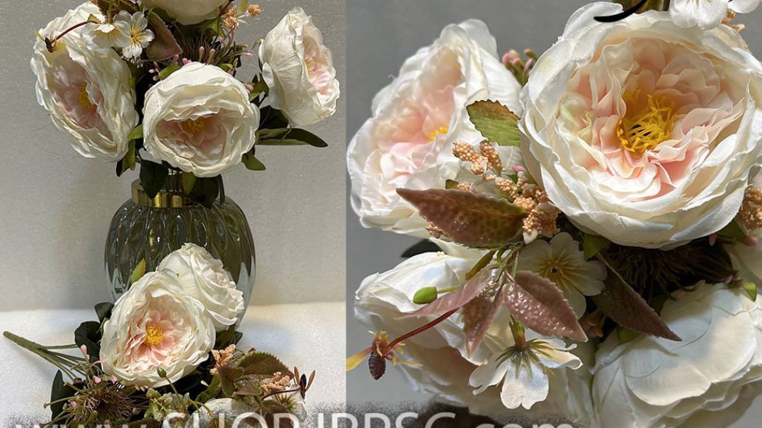 ⁣گل مصنوعی پیونی 5 گل سایز گل ها درشت کدho301 پخش از فروشگاه ملی