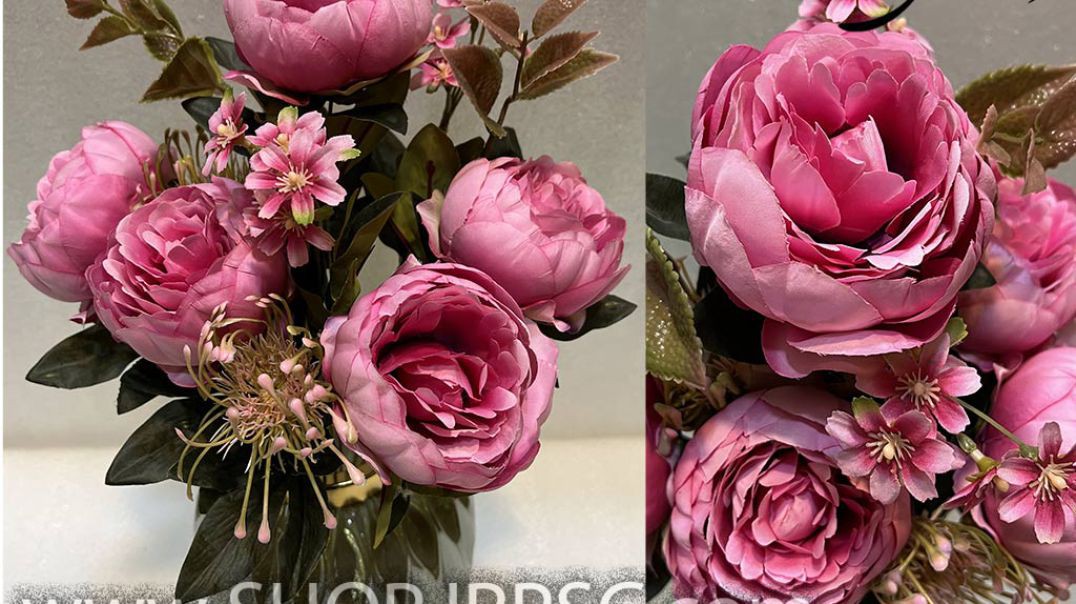 ⁣بوته گل مصنوعی پیونی گل درشت 5 گل 11 گل پخش از فروشگاه ملی کدBOS0112