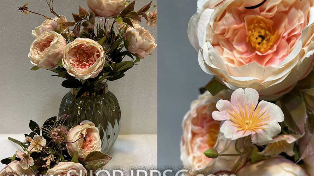بوته گل مصنوعی مدل پیونی 5 گل درشت کد HO012 پخش از فروشگاه ملی
