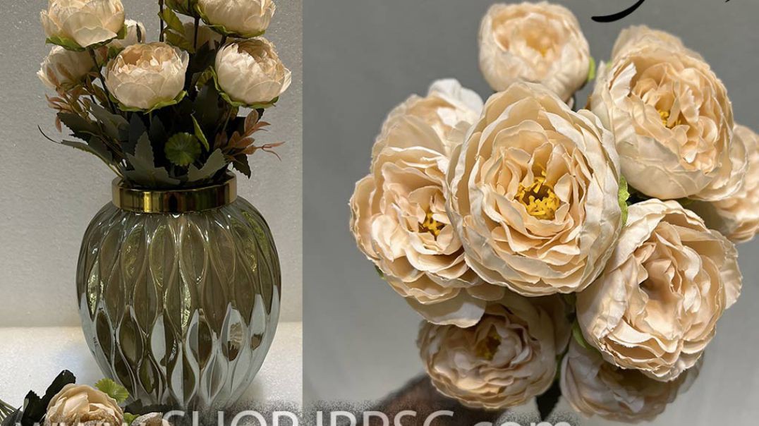 ⁣بوته گل مصنوعی پیونی ندل 10 گل کیفیت درجه یک پخش از فروشگاه ملی