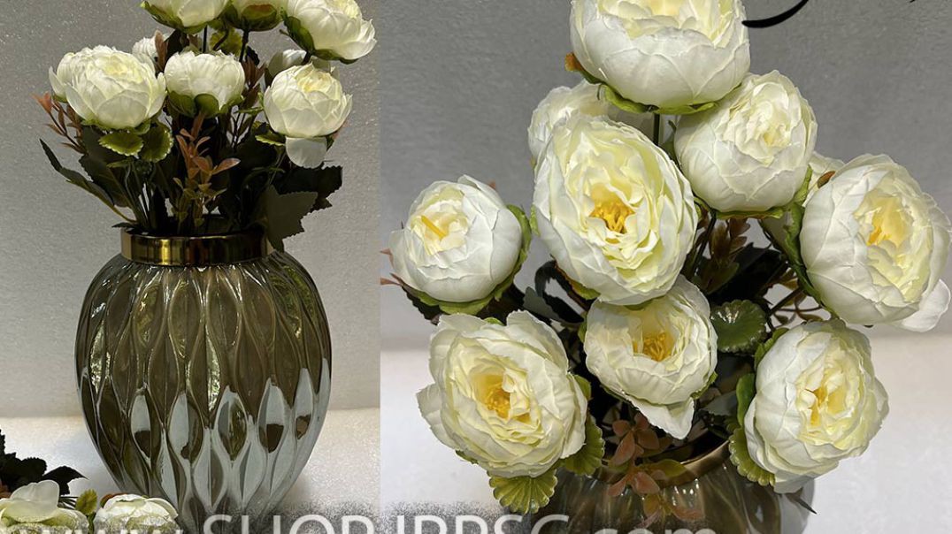 ⁣بوته گل مصنوعی پیونی مدل 10 گل کیفیت درجه یک جنس پارچه ای پخش از فروگاه ملی