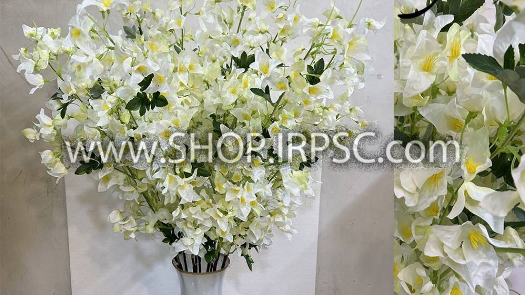 ⁣شاخه گل مصنوعی سفید رنگ درجه یک مدل گل کاغذی پخش از فروشگاه ملی مناسب برای مونتاژ درختچه