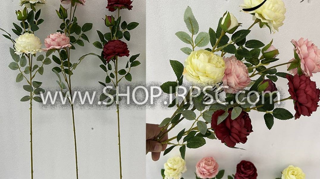 ⁣شاخه گل مصنوعی نسترن مدل 3 گل دارای 4 رنگ بندی پخش از فروشگاه ملی
