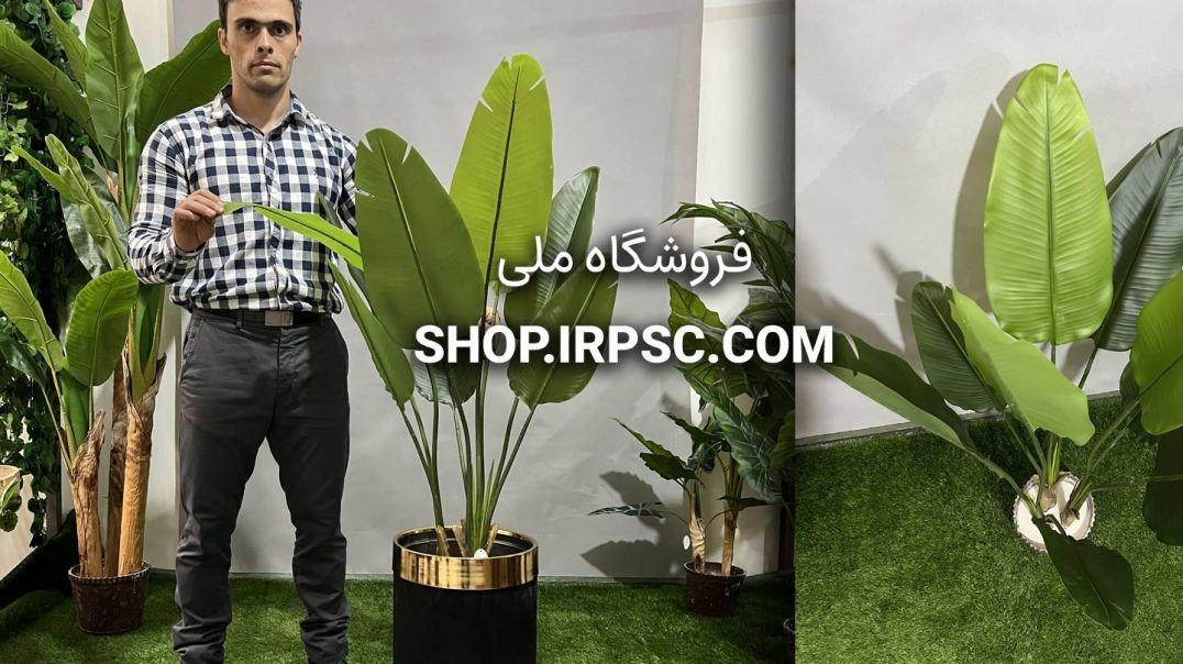 ⁣درختچه مصنوعی پرنده بهشتی 9 برگ چرمی | فروشگاه ملی