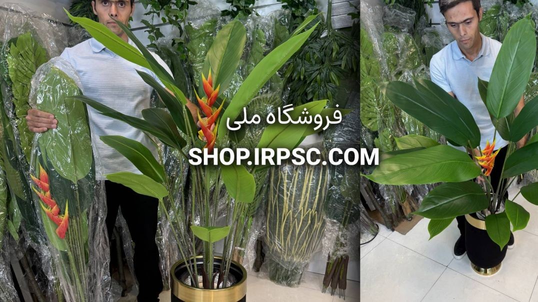 ⁣درختچه مصنوعی استرلیتزیا ۱۳۰ سانتی با ۱۸ برگ لمسی