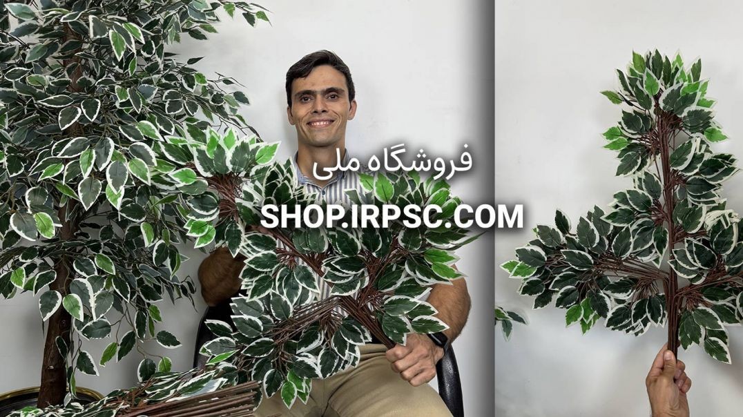 ⁣برگ مصنوعی بنجامین ابلق ارتفاع ۶۰ سانتی‌متر