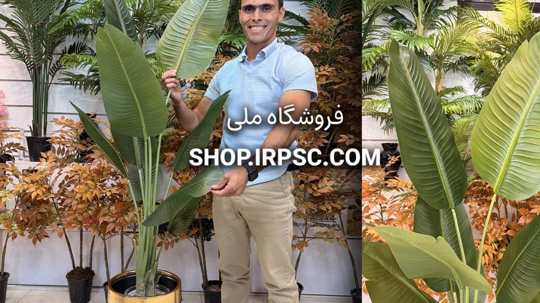 ⁣🌱 درختچه مصنوعی پرنده بهشتی با برگ‌های برجسته و تنه پلاستیکی 🌱